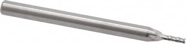 RobbJack - 0.047", 0.141" LOC, 1/8" Shank Diam, 1-1/2" OAL, 4 Flute, Solid Carbide Square End Mill - Single End, Uncoated, Spiral Flute, 30° Helix, Centercutting, Right Hand Cut, Right Hand Flute, Series SR-4 - Americas Industrial Supply