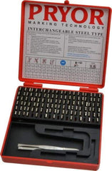 Pryor - 112 Piece, 1/16 Inch Character, Steel Type Set - 18 Character Capacity - Americas Industrial Supply