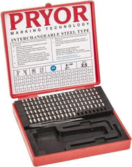 Pryor - 112 Piece, 3/32 Inch Character, Steel Type Set - 12 Character Capacity - Americas Industrial Supply