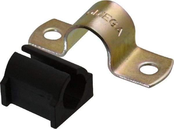 ZSI - 1/2" Tube, Steel, Zinc Plated Tube Strap with Cushion - 2 Mounting Holes - Americas Industrial Supply