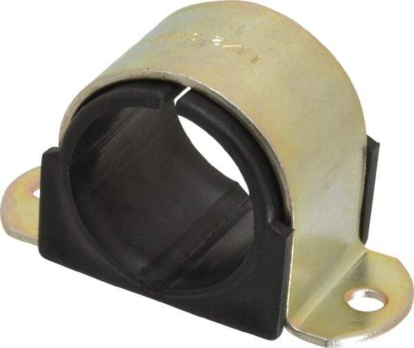 ZSI - 1-1/2" Tube, Steel, Zinc Plated Tube Strap with Cushion - 2 Mounting Holes - Americas Industrial Supply