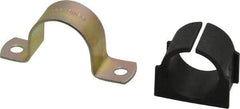 ZSI - 3/4 Pipe, Steel, Zinc Plated Pipe Strap with Cushion - 2 Mounting Holes - Americas Industrial Supply