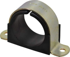 ZSI - 2 Pipe, Steel, Zinc Plated Pipe Strap with Cushion - 2 Mounting Holes - Americas Industrial Supply