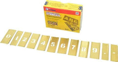 C.H. Hanson - 15 Piece, 1/2 Inch Character Size, Brass Stencil - Contains Figure Set - Americas Industrial Supply