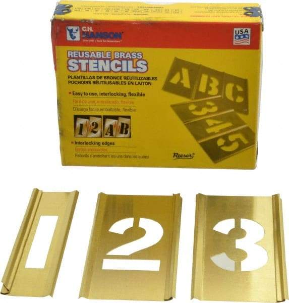 C.H. Hanson - 15 Piece, 1-1/2 Inch Character Size, Brass Stencil - Contains Figure Set - Americas Industrial Supply