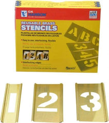 C.H. Hanson - 15 Piece, 2 Inch Character Size, Brass Stencil - Contains Figure Set - Americas Industrial Supply