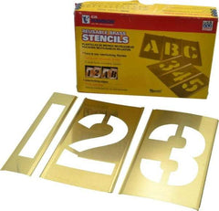 C.H. Hanson - 15 Piece, 4 Inch Character Size, Brass Stencil - Contains Figure Set - Americas Industrial Supply