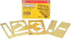 C.H. Hanson - 14 Piece, 6 Inch Character Size, Brass Stencil - Contains Figure Set - Americas Industrial Supply