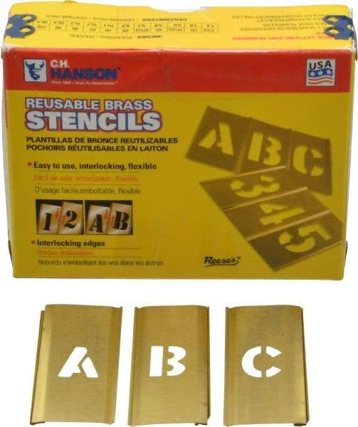 C.H. Hanson - 33 Piece, 1/2 Inch Character Size, Brass Stencil - Contains Letter Set - Americas Industrial Supply