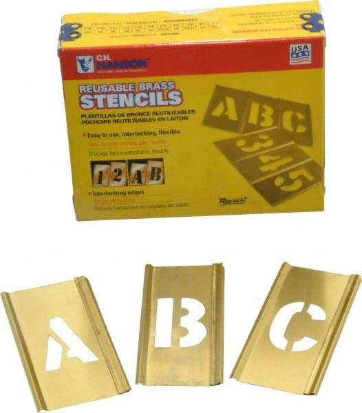 C.H. Hanson - 33 Piece, 1 Inch Character Size, Brass Stencil - Contains Letter Set - Americas Industrial Supply