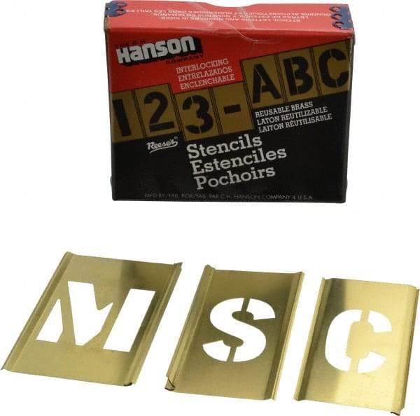 C.H. Hanson - 33 Piece, 1-1/2 Inch Character Size, Brass Stencil - Contains Letter Set - Americas Industrial Supply