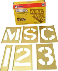 C.H. Hanson - 92 Piece, 5 Inch Character Size, Brass Stencil - Contains Three A Fonts - Americas Industrial Supply