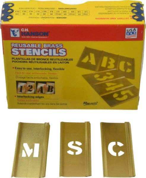 C.H. Hanson - 45 Piece, 1/2 Inch Character Size, Brass Stencil - Americas Industrial Supply