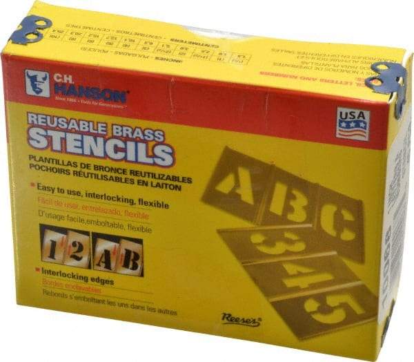 C.H. Hanson - 45 Piece, 1 Inch Character Size, Brass Stencil - Americas Industrial Supply