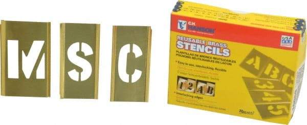 C.H. Hanson - 45 Piece, 1-1/2 Inch Character Size, Brass Stencil - Americas Industrial Supply