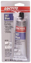 Loctite - 70 mL Tube Blue RTV Silicone Gasket Sealant - 500°F Max Operating Temp, 30 min Tack Free Dry Time, 24 hr Full Cure Time, Series 587 - Americas Industrial Supply