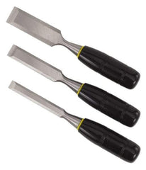 Stanley - 3 Piece Wood Chisel Set - 7-3/4" OAL, Sizes Included 1/2 to 1" - Americas Industrial Supply