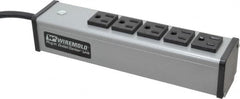 Wiremold - 5 Outlets, 120 Volts, 15 Amps, 6' Cord, Power Outlet Strip - Free Hanging Mount, 5-15 NEMA Configuration, 9-1/4" Strip, cULus Listed - Americas Industrial Supply