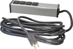 Wiremold - 4 Outlets, 120 Volts, 15 Amps, 15' Cord, Power Outlet Strip - Free Hanging Mount, 5-15 NEMA Configuration, 9-1/4" Strip, cULus Listed - Americas Industrial Supply