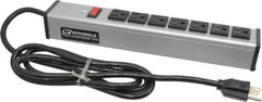 Wiremold - 7 Outlets, 120 Volts, 15 Amps, 6' Cord, Power Outlet Strip - Free Hanging Mount, 5-15 NEMA Configuration, 13" Strip, cULus Listed - Americas Industrial Supply