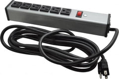 Wiremold - 6 Outlets, 120 Volts, 15 Amps, 15' Cord, Power Outlet Strip - Free Hanging Mount, 5-15 NEMA Configuration, 12-1/4" Strip, cULus Listed - Americas Industrial Supply