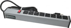Wiremold - 8 Outlets, 120 Volts, 15 Amps, 6' Cord, Power Outlet Strip - Free Hanging Mount, 5-15 NEMA Configuration, 15" Strip, cULus Listed - Americas Industrial Supply