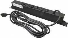 Wiremold - 6 Outlets, 120 Volts, 15 Amps, 15' Cord, Power Outlet Strip - Rack Mount, 6 Back NEMA Configuration, 19" Strip - Americas Industrial Supply