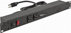 Wiremold - 6 Outlets, 120 Volts, 15 Amps, 6' Cord, Power Outlet Strip - Rack Mount, 2 Front - 4 Back NEMA Configuration, 19" Strip - Americas Industrial Supply