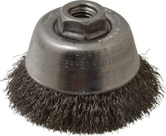 Osborn - 3-1/2" Diam, 5/8-11 Threaded Arbor, Steel Fill Cup Brush - 0.0118 Wire Diam, 1" Trim Length, 7,500 Max RPM - Americas Industrial Supply