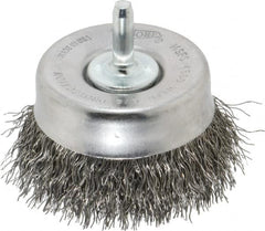 Osborn - 2-1/2" Diam, 1/4" Shank Diam, Steel Fill Cup Brush - 0.014 Wire Diam, 5/8" Trim Length, 4,500 Max RPM - Americas Industrial Supply