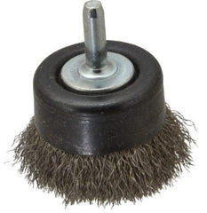 Osborn - 2" Diam, 1/4" Shank Diam, Stainless Steel Fill Cup Brush - 0.008 Wire Diam, 5/8" Trim Length, 10,500 Max RPM - Americas Industrial Supply