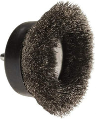 Osborn - 2-1/2" Diam, 1/4" Shank Diam, Stainless Steel Fill Cup Brush - 0.008 Wire Diam, 5/8" Trim Length, 4,500 Max RPM - Americas Industrial Supply