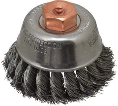 Osborn - 2-3/4" Diam, 3/8-24 Threaded Arbor, Steel Fill Cup Brush - 0.014 Wire Diam, 14,000 Max RPM - Americas Industrial Supply