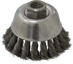 Osborn - 2-3/4" Diam, 5/8-11 Threaded Arbor, Steel Fill Cup Brush - 0.014 Wire Diam, 14,000 Max RPM - Americas Industrial Supply