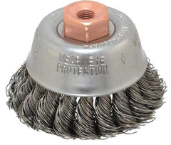 Osborn - 2-3/4" Diam, 3/8-24 Threaded Arbor, Steel Fill Cup Brush - 0.02 Wire Diam, 14,000 Max RPM - Americas Industrial Supply