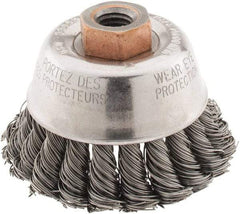 Osborn - 2-3/4" Diam, 1/2-13 Threaded Arbor, Steel Fill Cup Brush - 0.02 Wire Diam, 14,000 Max RPM - Americas Industrial Supply