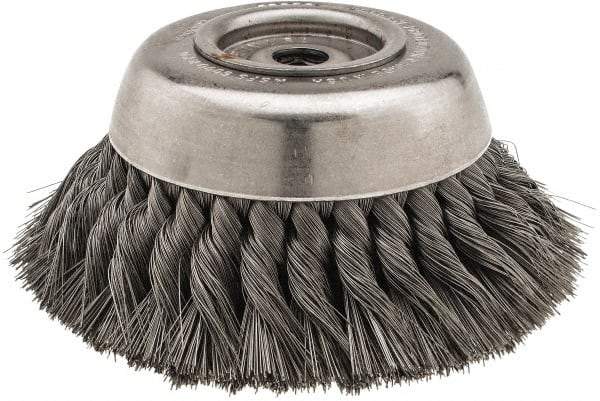 Osborn - 6" Diam, 5/8-11 Threaded Arbor, Steel Fill Cup Brush - 0.014 Wire Diam, 1-3/4" Trim Length, 6,000 Max RPM - Americas Industrial Supply