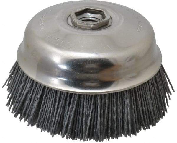 Osborn - 4" Diam, 5/8-11 Threaded Arbor Straight Wire Silicon Carbide Cup Brush - Fine Grade, 1-1/2" Trim Length, 6,000 Max RPM - Americas Industrial Supply