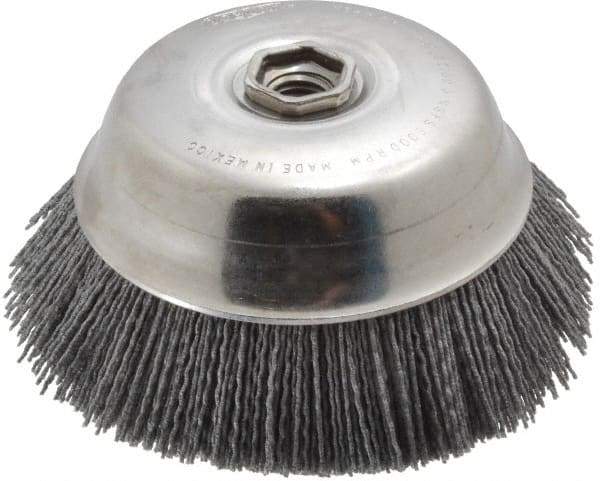 Osborn - 6" Diam, 5/8-11 Threaded Arbor Straight Wire Silicon Carbide Cup Brush - Medium Grade, 1-1/2" Trim Length, 6,000 Max RPM - Americas Industrial Supply