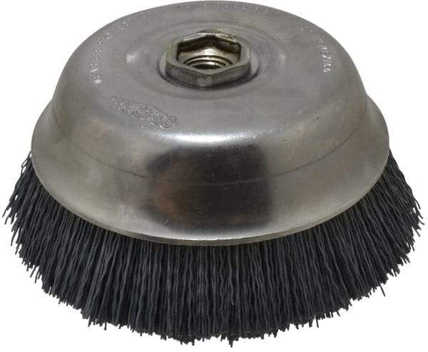 Osborn - 6" Diam, 5/8-11 Threaded Arbor Straight Wire Silicon Carbide Cup Brush - Extra Fine Grade, 1-1/2" Trim Length, 6,000 Max RPM - Americas Industrial Supply