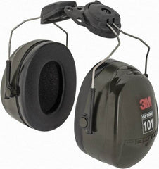 3M - Earmuffs - NRR24 BLK W/GREEN CUP H7P3E CAP/MOUNT EARMUFF - Americas Industrial Supply