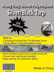 Value Collection - 60' Long x 40' Wide Polyethylene Tarp & Dust Cover - Black & Silver, Grommet, 11 to 12 mil Thickness - Americas Industrial Supply