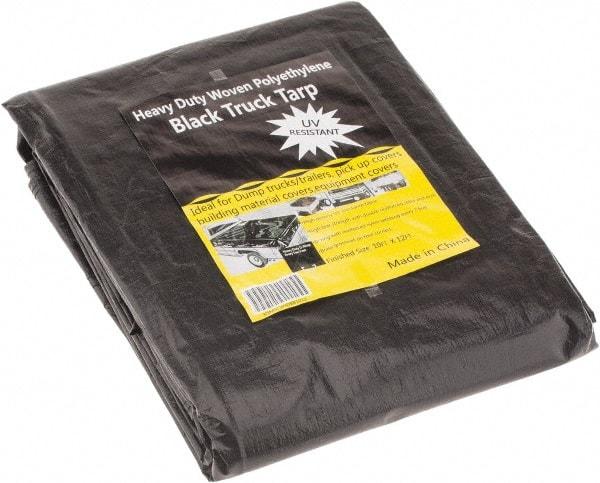 Value Collection - 12' Long x 10' Wide Polyethylene Tarp & Dust Cover - Black, Grommet, 11 to 12 mil Thickness - Americas Industrial Supply