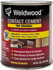 DAP - 16 oz Can Tan Contact Adhesive - 15 min Working Time, Bonds to Cardboard, Concrete, Metal, Paper, Particle Board, Rubber & Wood - Americas Industrial Supply
