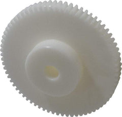 Poly Hi Solidur - 12 Pitch, 6" Pitch Diam, 6.166" OD, 72 Tooth Spur Gear - 3/4" Face Width, 3/4" Bore Diam, 2-3/4" Hub Diam, 14.5° Pressure Angle, Nylon - Americas Industrial Supply