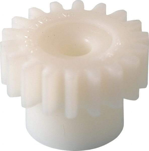 Poly Hi Solidur - 24 Pitch, 3/4" Pitch Diam, 0.833" OD, 18 Tooth Spur Gear - 1/4" Face Width, 3/16" Bore Diam, 35/64" Hub Diam, 20° Pressure Angle, Acetal - Americas Industrial Supply