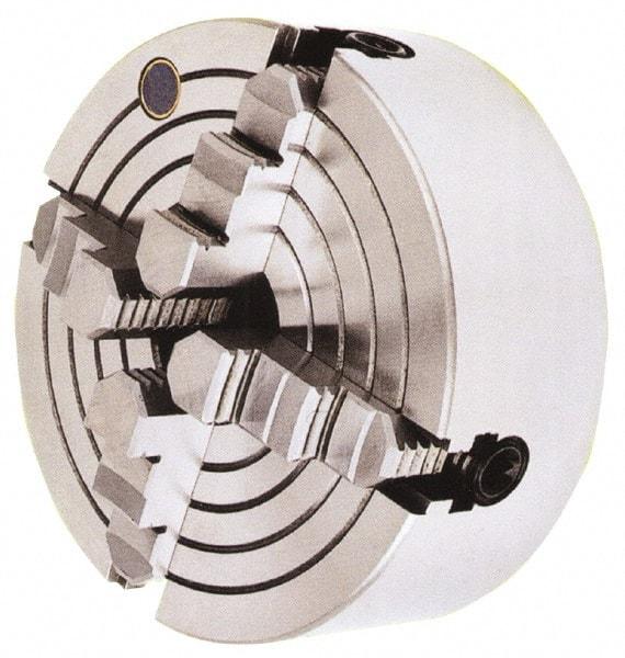 Interstate - 4 Jaw, 10" Diam, Independent Manual Lathe Chuck - D1-4 Mount, 2.756" Through Hole Diam, Cast Iron (Semi-Steel) - Americas Industrial Supply