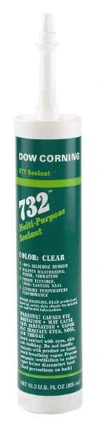 Dow Corning - 10.1 oz Cartridge Black RTV Silicone Joint Sealant - -76 to -65.2°F Operating Temp, 20 min Tack Free Dry Time, 24 hr Full Cure Time, Series 732 - Americas Industrial Supply