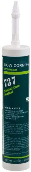 Dow Corning - 10.1 oz Cartridge Clear RTV Silicone Joint Sealant - -85 to 350°F Operating Temp, 14 min Tack Free Dry Time, 24 hr Full Cure Time, Series 737 - Americas Industrial Supply
