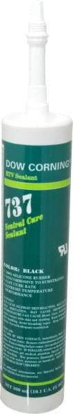 Dow Corning - 10.1 oz Cartridge Black RTV Silicone Joint Sealant - -85 to 350°F Operating Temp, 14 min Tack Free Dry Time, 24 hr Full Cure Time, Series 737 - Americas Industrial Supply